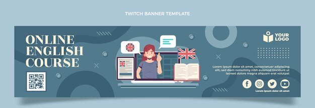 Banner di contrazione delle lezioni di inglese piatto