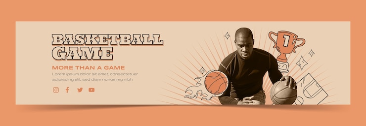 Vettore gratuito banner di contrazione di basket vintage disegnato a mano