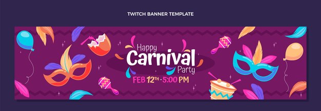 Banner di contrazione di carnevale piatto
