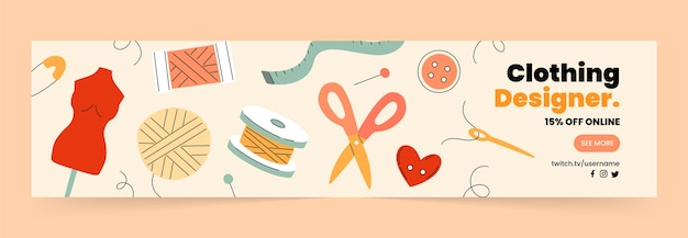 Banner di contrazione di design di abbigliamento disegnato a mano