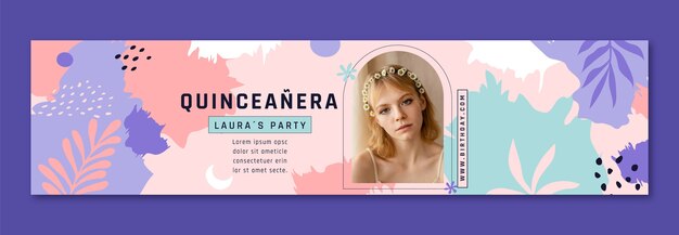 Banner di contrazione quinceanera disegnato a mano