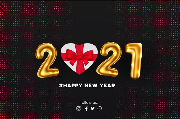 Banner di felice anno nuovo 2021 con sfondo astratto