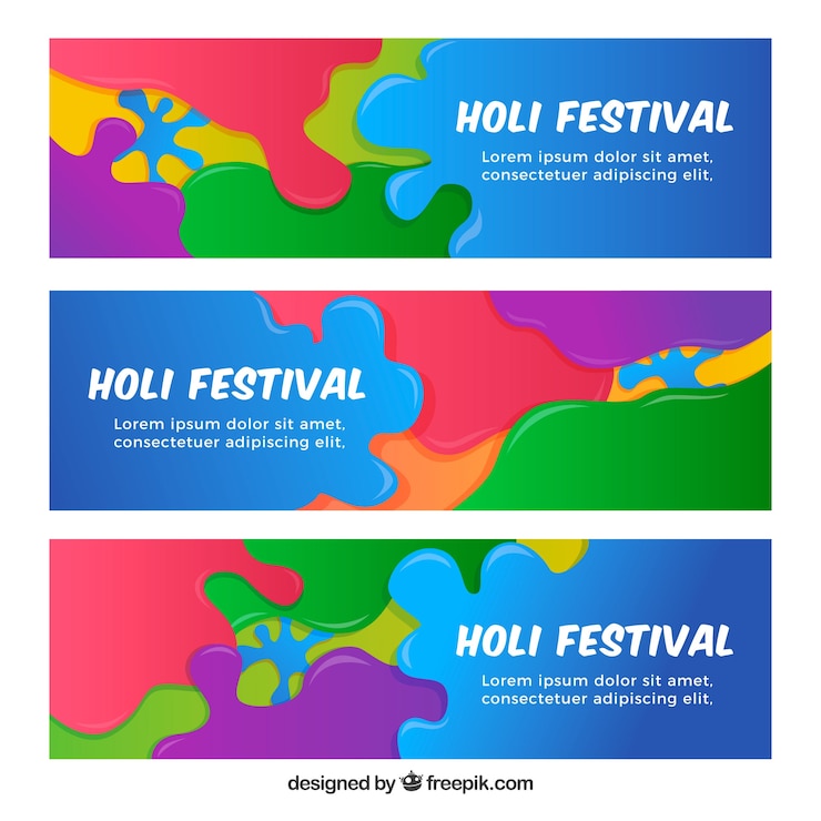 Vettore gratuito banner di festival di holi