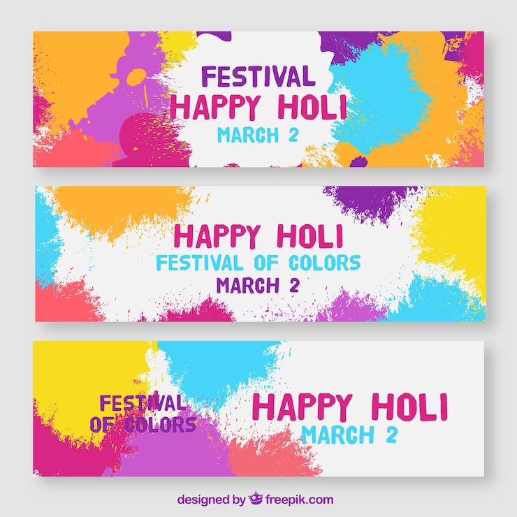 Vettore gratuito banner di festival di holi