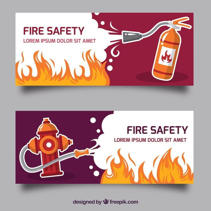 Vettore gratuito banner di fuoco design piatto