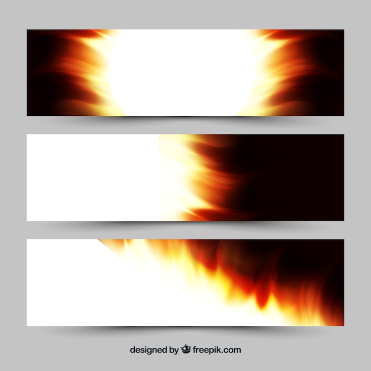 Vettore gratuito banner di fuoco realistico