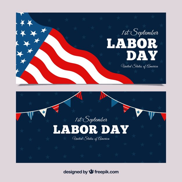 Banner di giorno del lavoro con bandiera americana