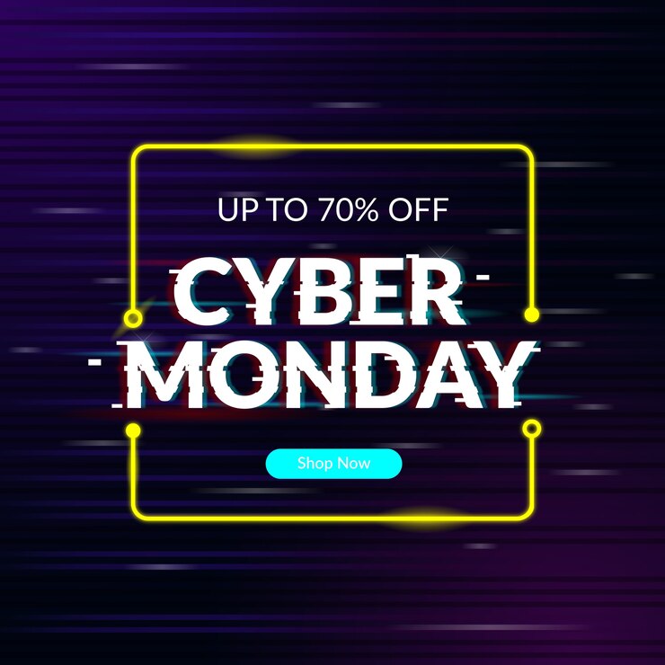 Vettore gratuito banner di glitch cyber lunedì sconto