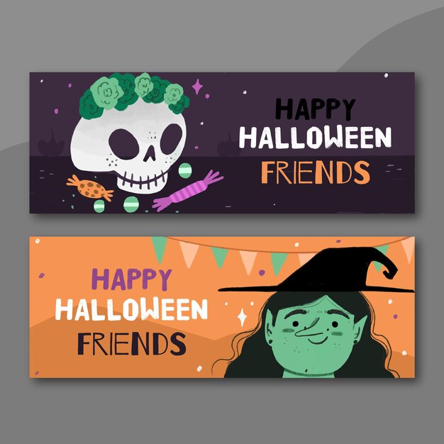 Banner di halloween stile disegnato a mano