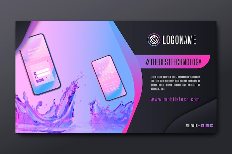 Vettore gratuito banner di instagram di tecnologia mobile