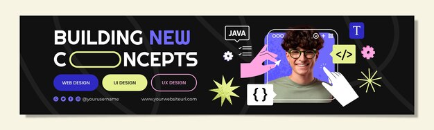 Banner di linkedin per web designer di design piatto