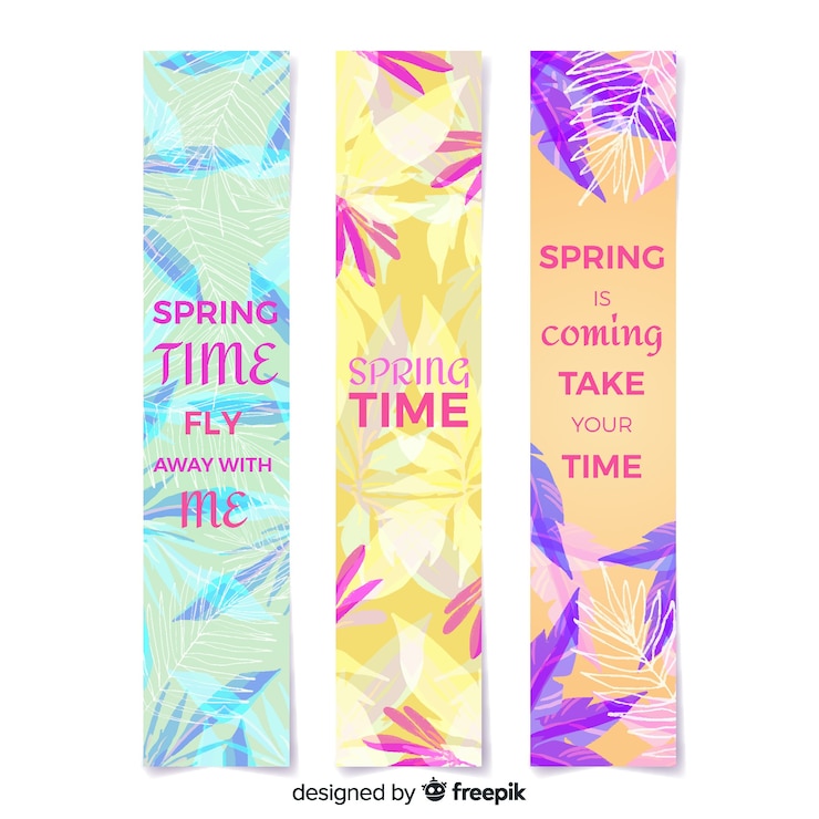 Vettore gratuito banner di primavera foglie tropicali