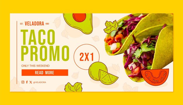 Banner di prodotti alimentari ispanici disegnato a mano