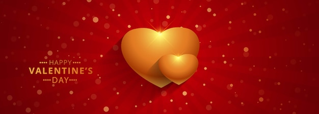 Banner di San Valentino con cuore d'oro