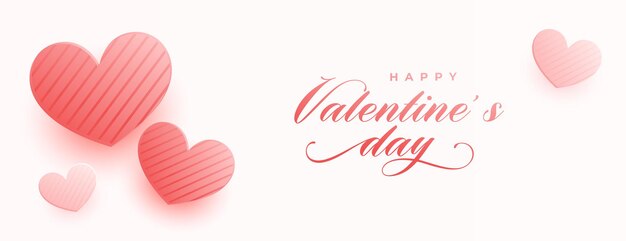 Banner di San Valentino con cuori rosa tenue