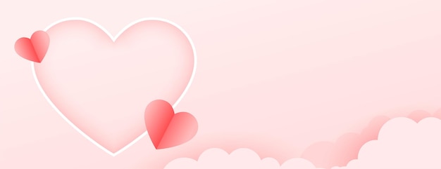 banner di san valentino in design in stile carta