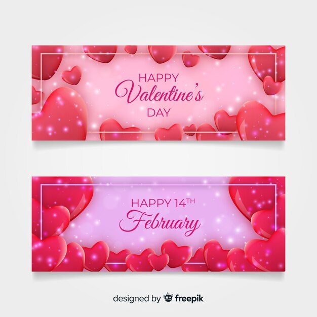 Banner di San Valentino realistici