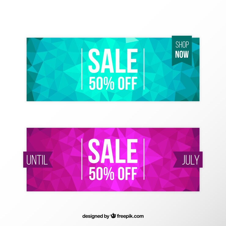 Vettore gratuito banner di sconto poligonali