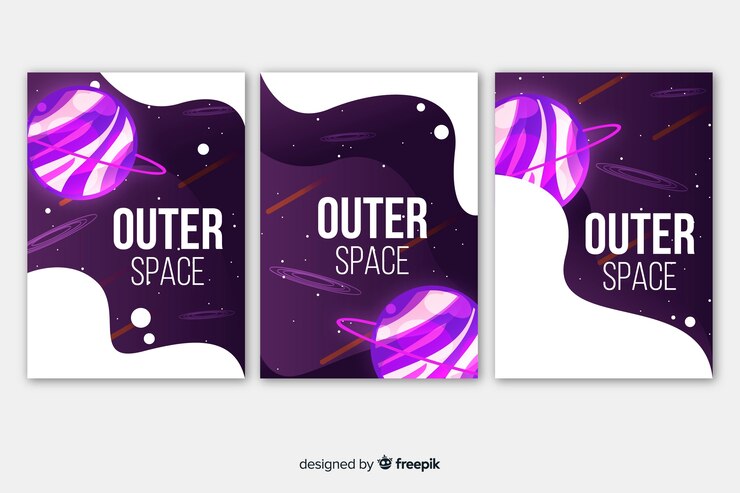 Vettore gratuito banner di spazio esterno disegnato a mano
