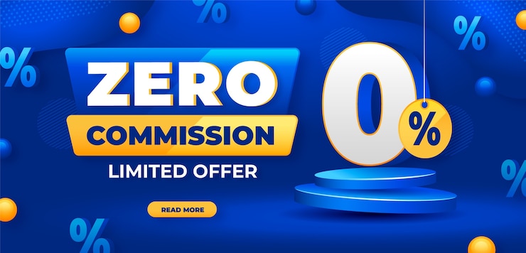 Vettore gratuito banner di vendita a commissione zero gradiente