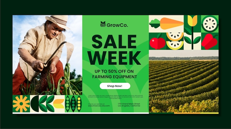 Vettore gratuito banner di vendita dell'azienda agricola