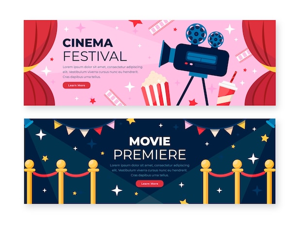 Banner di vendita di festival del cinema design piatto