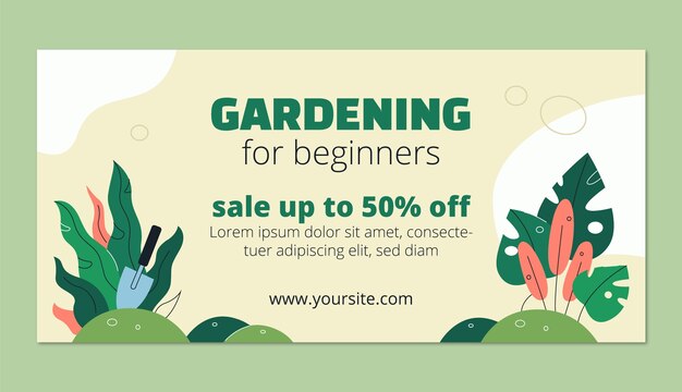 Banner di vendita di lavori di giardinaggio disegnati a mano