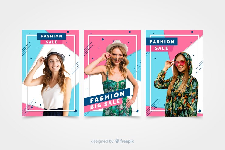 Vettore gratuito banner di vendita di moda con foto