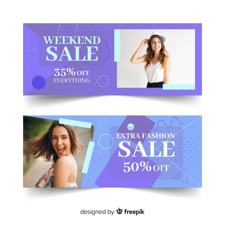 Vettore gratuito banner di vendita di moda
