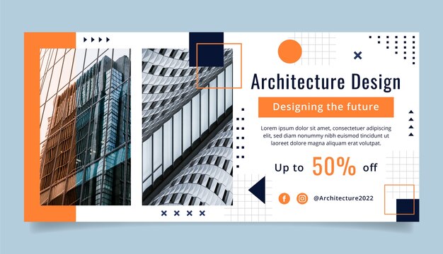 Banner di vendita di progetti di architettura minimale