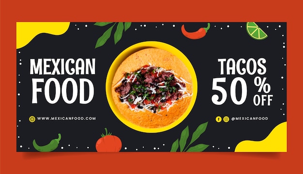 Banner di vendita di ristoranti di cibo gustoso disegnato a mano