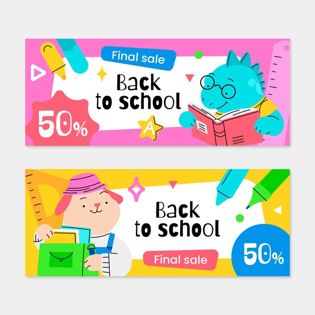 Banner di vendita di ritorno a scuola con foto
