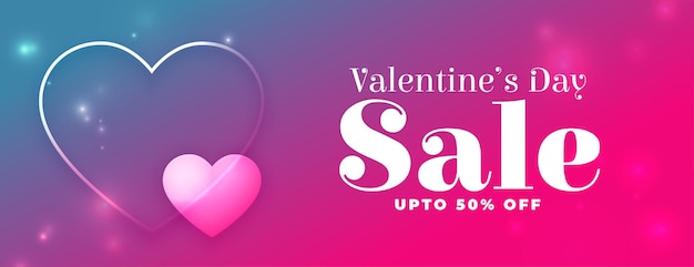 Banner di vendita di San Valentino vibrante con cuori