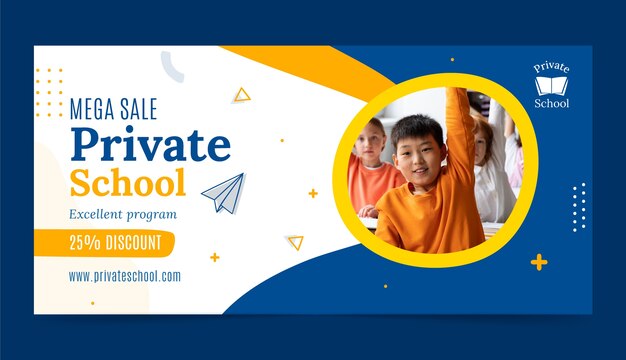 Banner di vendita di scuola privata design piatto