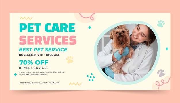 Banner di vendita di servizi veterinari disegnati a mano