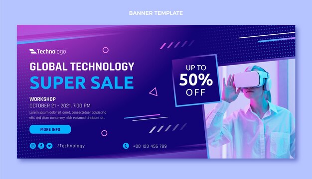 Banner di vendita di tecnologia a trama sfumata