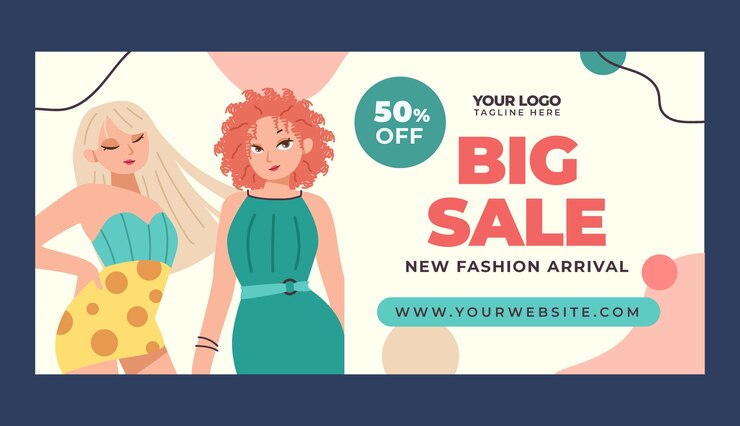 Vettore gratuito banner di vendita di tendenze moda disegnati a mano