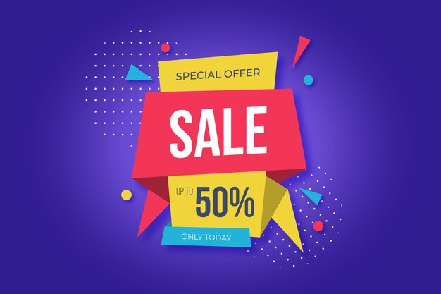 Banner di vendita finale di offerta speciale in stile origami