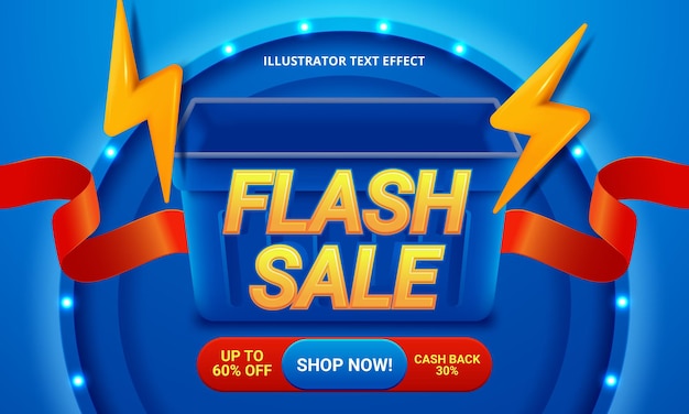Banner di vendita flash poster dello shopping con segno di tuono giallo