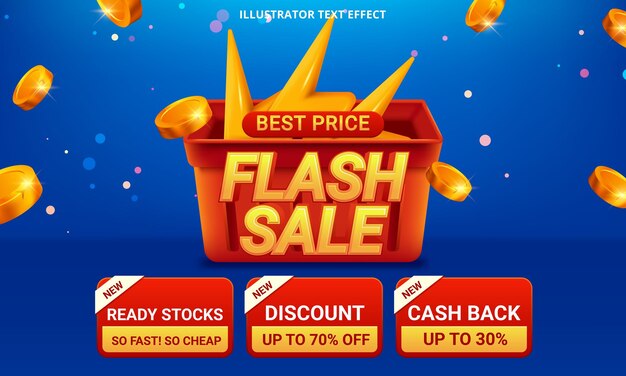 Banner di vendita flash poster dello shopping con segno di tuono giallo