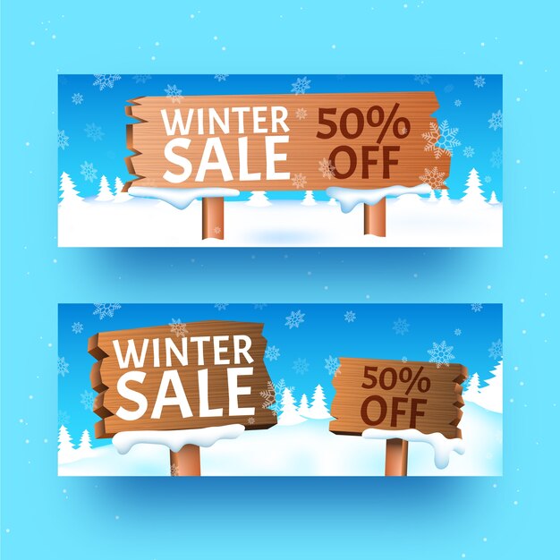 Banner di vendita inverno realistico