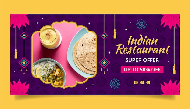 Banner di vendita ristorante indiano design piatto