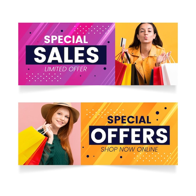 Banner di vendita sfumati con foto