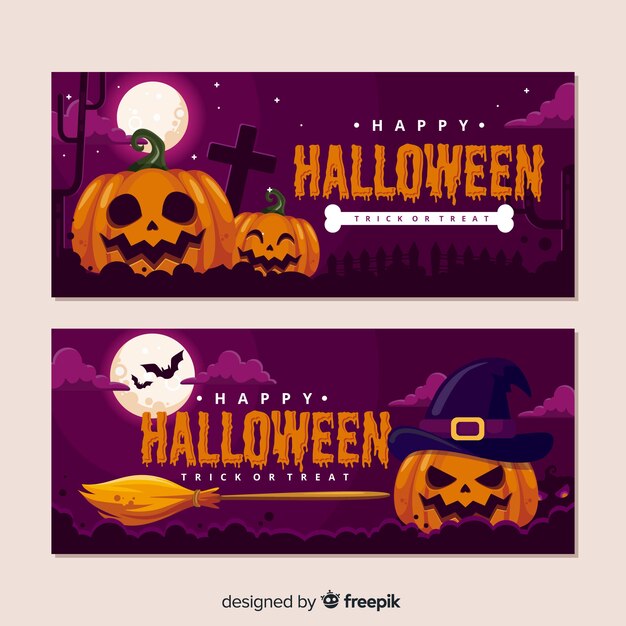Banner di zucca di halloween realistici