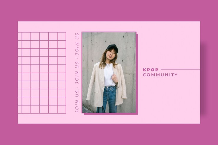 Vettore gratuito banner discord kpop rosa estetico a griglia
