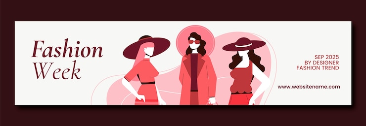 Vettore gratuito banner disegnato a mano per la settimana della moda