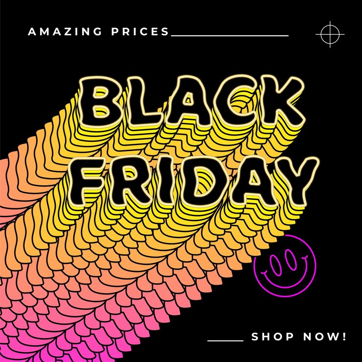 Vettore gratuito banner divertente del black friday in stile acido retrò