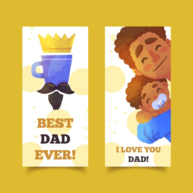 Vettore gratuito banner festa del papà dell'acquerello