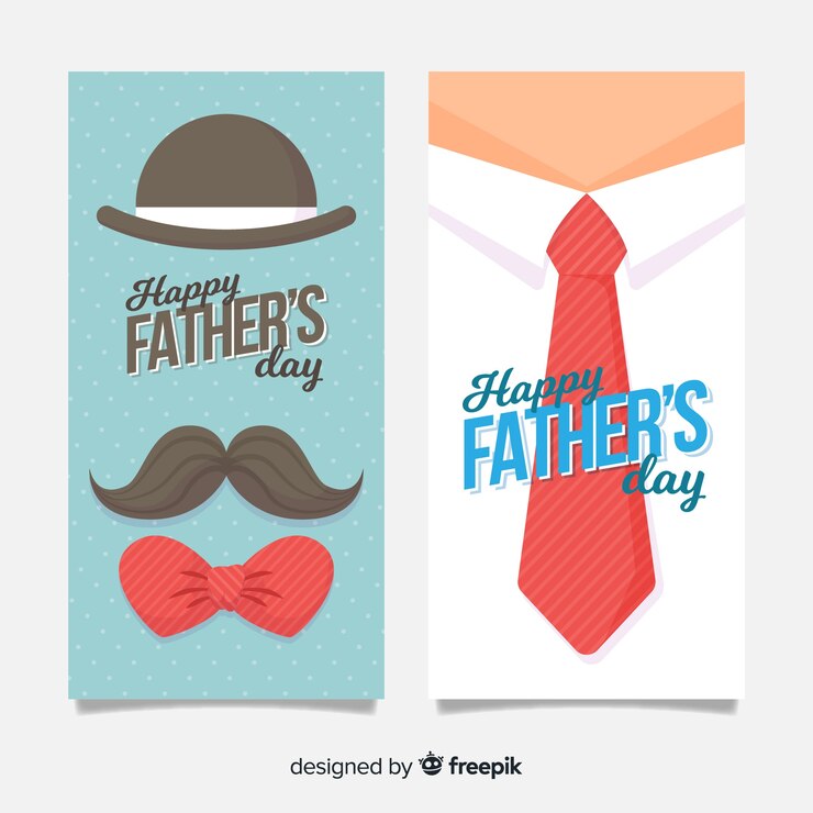 Vettore gratuito banner festa del papà piatto