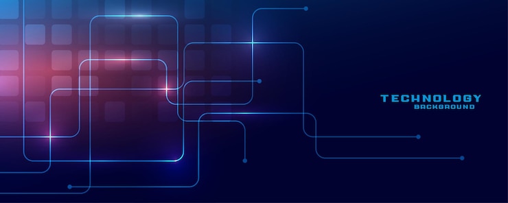 Vettore gratuito banner futuristico di tecnologia digitale con linee di circuito